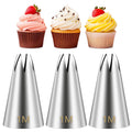 Suuker 1M Cake Decorating Tips, Seamless Stainless Steel Large Star Piping Tips Set, Open Star Frosting Tips for Cupcakes, Cookie and Cake Decorating, 3 Pieces