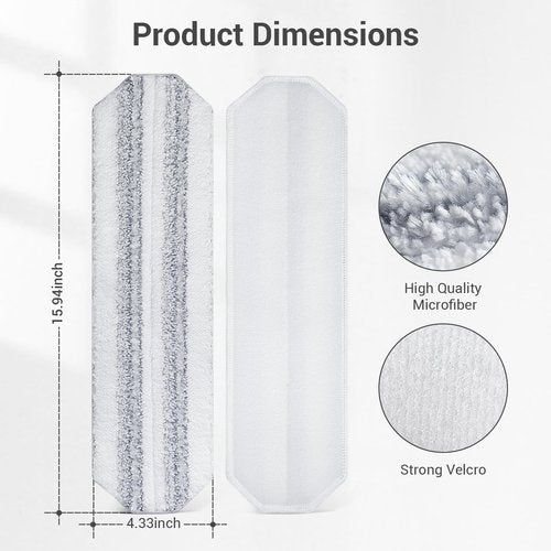 10Pcs Mop Replacement Pads,Compatible with O Cedar H2prO Flat Mop System Universal Mop Pads Mop Head Refills Washable Wet Mop,Replacment for Vileda H2prO Size Mops 15.94'' x 4.33''
