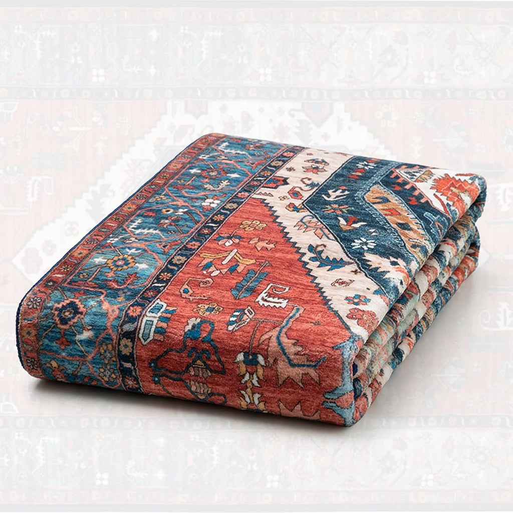 SERISSA Runner Rug - Vintage Rust Boho Design | Washable Non-Slip 2'6"x10' for Hallways & Kitchens