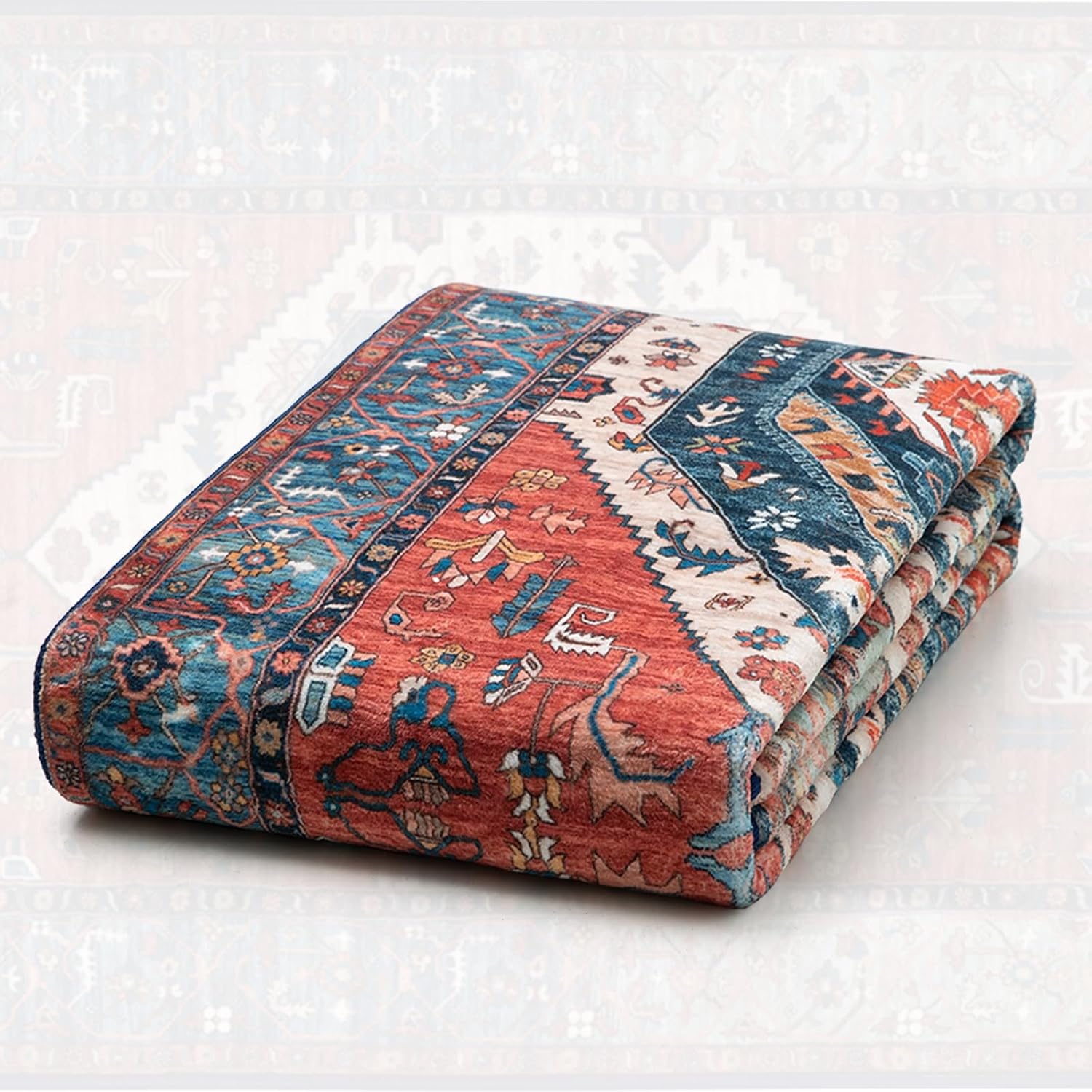 SERISSA Runner Rug - Vintage Rust Boho Design | Washable Non-Slip 2'6"x10' for Hallways & Kitchens