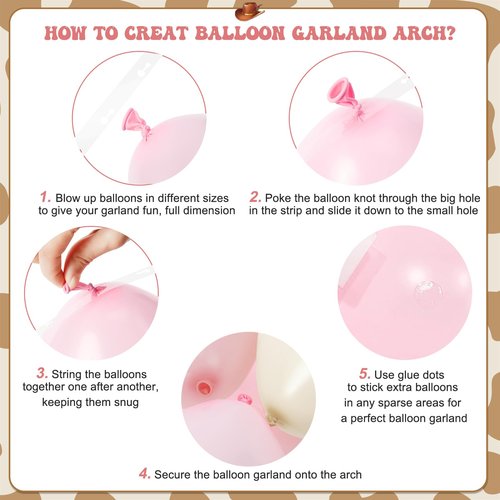 JOYFLOAT Cowgirl Dusty Pink Cow Balloon Garland Arch Kit, Light Pink Brown Sand White Balloons for Cowgirl Baby Shower Birthday Western Theme Party Decoration