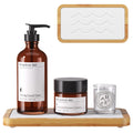 Water Absorbing Stone Tray for Sink, Kitchen Sink Caddy Organizer, Diatomite Bathroom Vanity Counter Tray, Soap Dispenser Sponge Holder, Fast Drying Stone Faucet Mat with Bamboo Tray