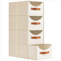 Homsorout Stackable Storage Drawers - Collapsible Storage Bins with Drawers, 4 Pack Closet Shelf Organizer Basket, Fabric Pull Out Organizer for Bedroom, Living Room, Dorm, Beige