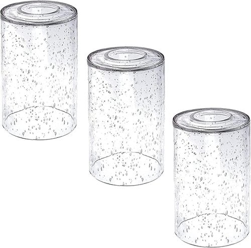 Eietonte 3 Pack Clear Seeded Glass Lamp Shades, 5.9in Height, 3.9in Diameter, 1.7in Fitter, Cylinder Bubble Glass Shade Covers, Seeded Glass Replacement for Pendant Light Chandelier Wall Sconce