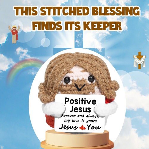 AICase Easter Basket Stuffers - Positive Crochet Jesus Figures for Women | Emotional Support Gifts