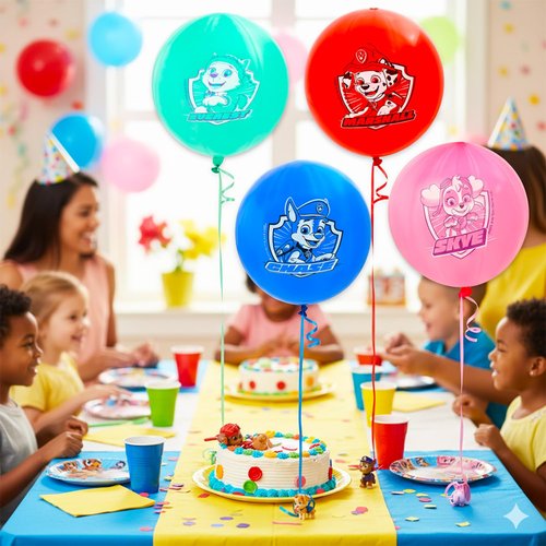 12-Pack Paw Patrol Balloons Set - Bundle with 12 Decorative Punch Balloons Featuring Chase, Marshall, Skye, Everest Plus Stickers, More | Paw Patrol Decoration for Parties