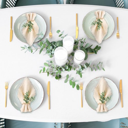 JarThenaAMCS Eucalyptus Leaf Napkin Rings Set of 100 Wood Bead Farmhouse Napkin Holders Greenery Napkins Buckle for Weddings Christmas Party and Easter Table Decoration