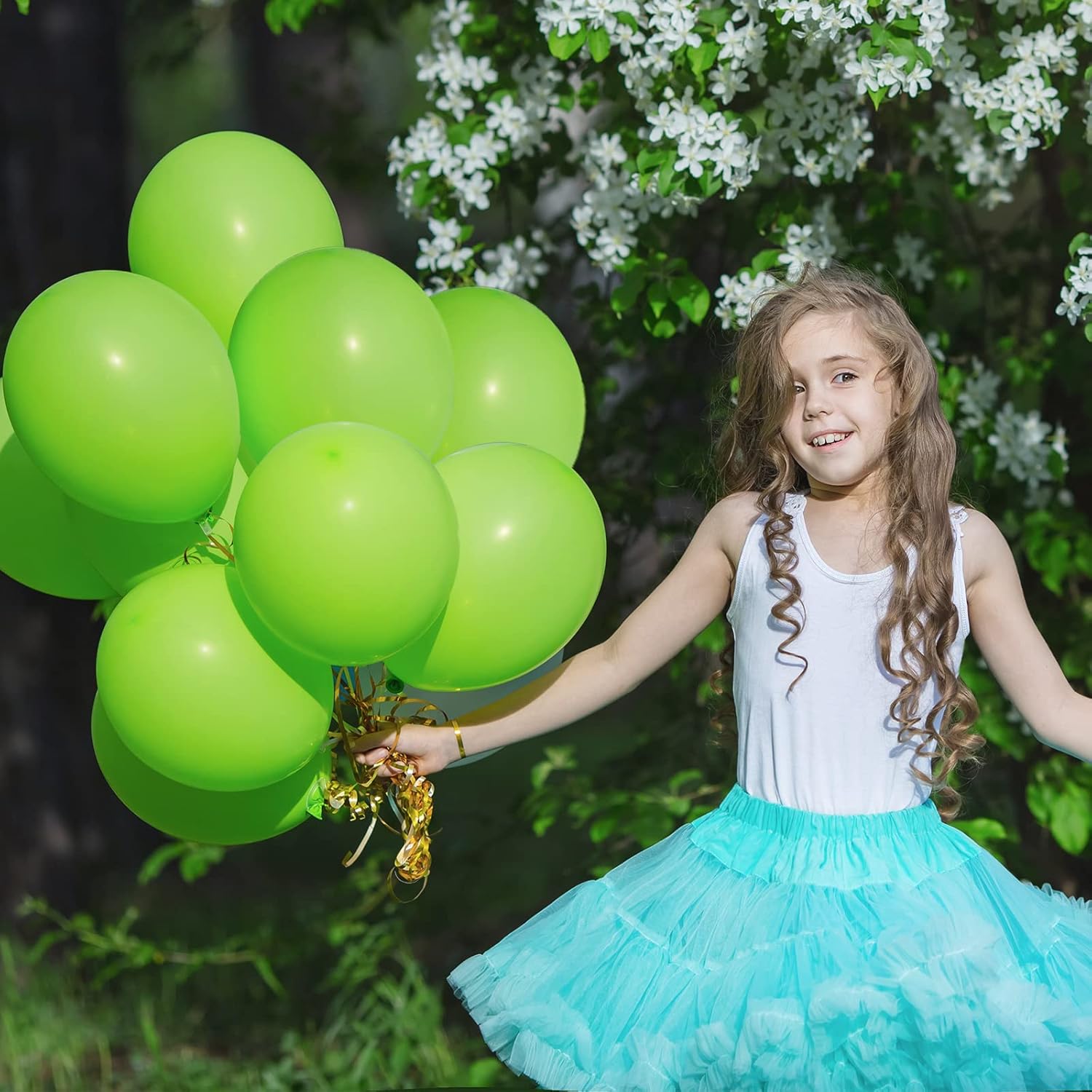 RUBFAC Lime Green Balloons - 129pcs Neon Latex Balloon Garland Kit for Birthday & Baby Shower Decor