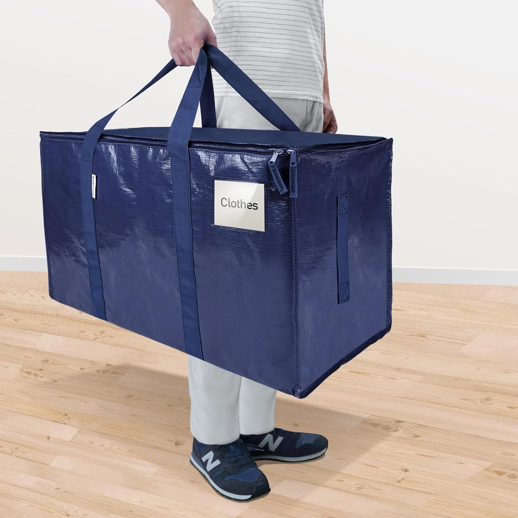 TICONN Extra Large Moving Bags - Heavy Duty Storage with Zippers & Handles | 6 Pack, Navy