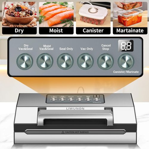 LIWUNON Food Vacuum Sealer Machine - Upgraded Precision with Double Heat Seal & Built-in Cutter | 2 Bag Rolls Included