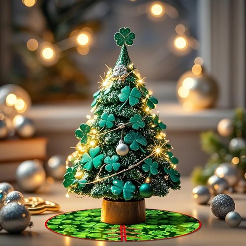 36 Inch Valentine/St Patricks Day Tree Skirt Valentine St Patricks Day Reversible Double Sided Print Mat for Holiday Party Indoor Outdoor Christmas Valentine St Patricks Day Tree Mat Decoration