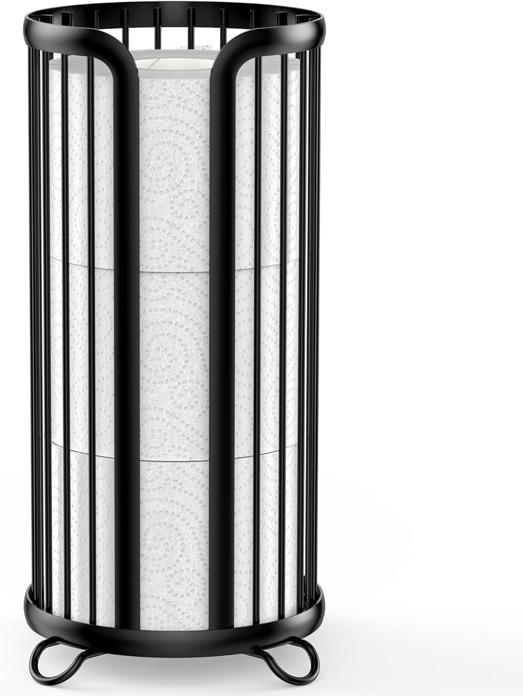 Regine Switzerland Toilet Paper Holder Stand - Freestanding Minimalist Tissue Organizer | Modern Black