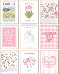 Skiennix 9-Piece Pink Christian Wall Art Set - Trendy Bible Verse Prints for Girls' Rooms | 8x10 Inch Decor
