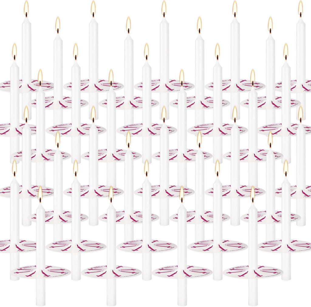 Skiennix Unscented White Church Candles - 150 Packs with Drip Protectors for Vigil Services