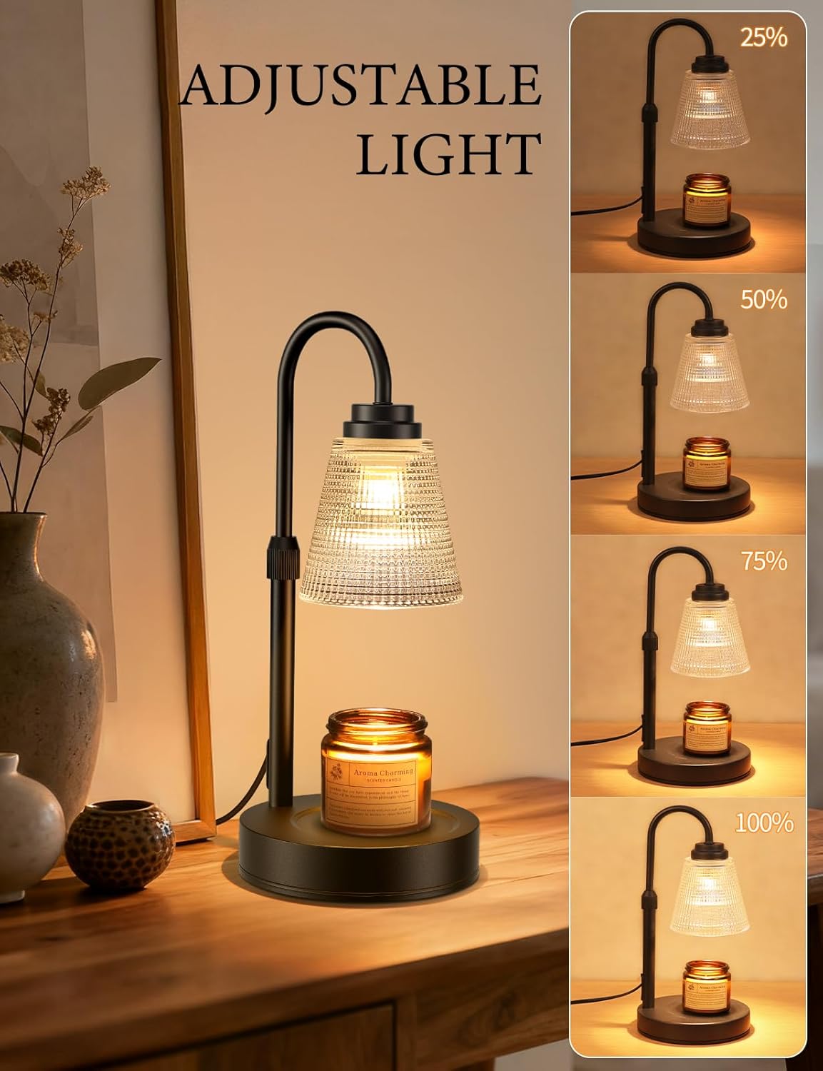 Skiennix Candle Warmer Lamp - Dimmable & Adjustable Height Wax Melts Warmer for Jar Candles | Home Decor Gift