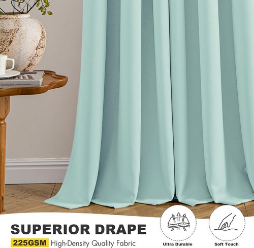 MIULEE Aqua Blackout Curtains - Thermal Insulated Room Darkening Drapes | 72-Inch, 2 Panels