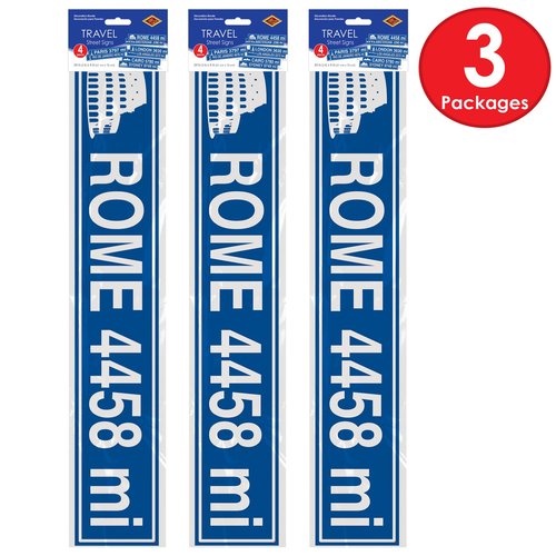 Beistle Travel Street Sign Cutouts Party Accessory Pack of 3