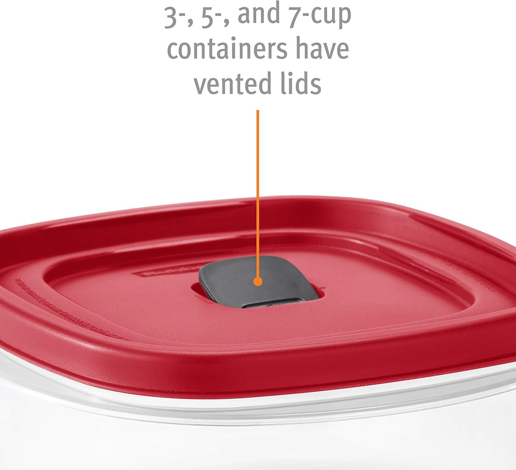 Rubbermaid EasyFindLids Food Storage Containers - BPA-Free, Microwave & Dishwasher Safe, Racer Red | Pack of 12