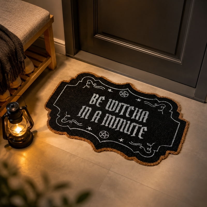 Halloween Doormat 19.7x31.4in Witch-Themed Entryway Rug - Non Slip Porch Decor C