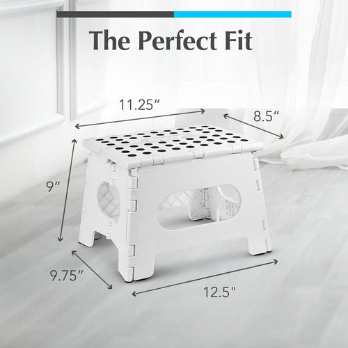 Handy Laundry Folding Step Stool - Lightweight & Sturdy for Adults and Kids - Easy One-Flip Design (White | 2-Pack)