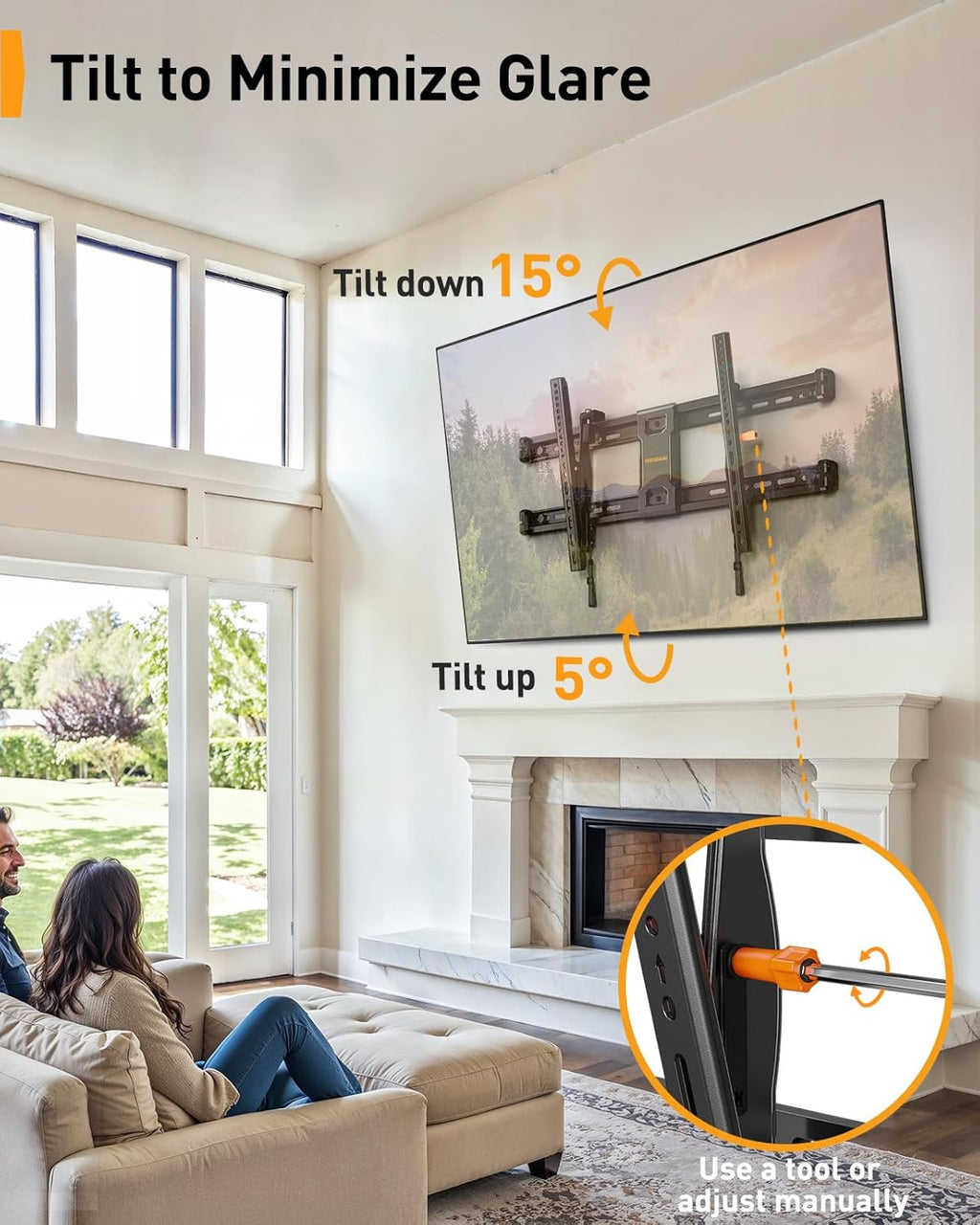 Perlegear Full Motion TV Wall Mount - Fits 42-85 Inch TVs Up to 132 lbs | Tilting Design with Leveling Adjustment