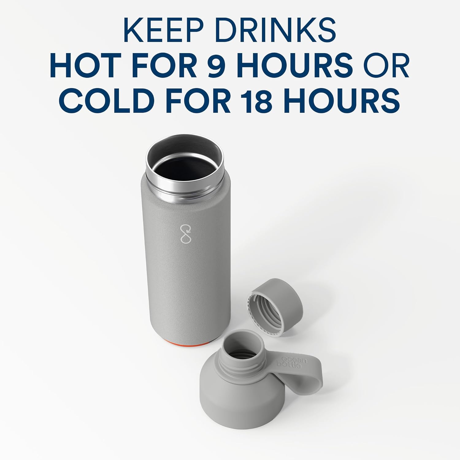 Ocean Bottle Original 17 oz - Stainless Steel Water Bottle | Reusable & Eco-Friendly | Keeps Drinks Cold & Hot (Rock Grey)