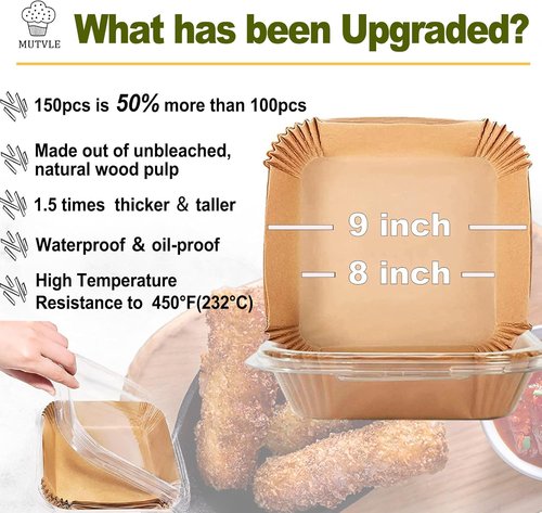 Instant Pot Vortex Plus Air Fryer Liners - 150 Pcs Disposable Parchment Paper, 7.9 Inches for 3-6QT