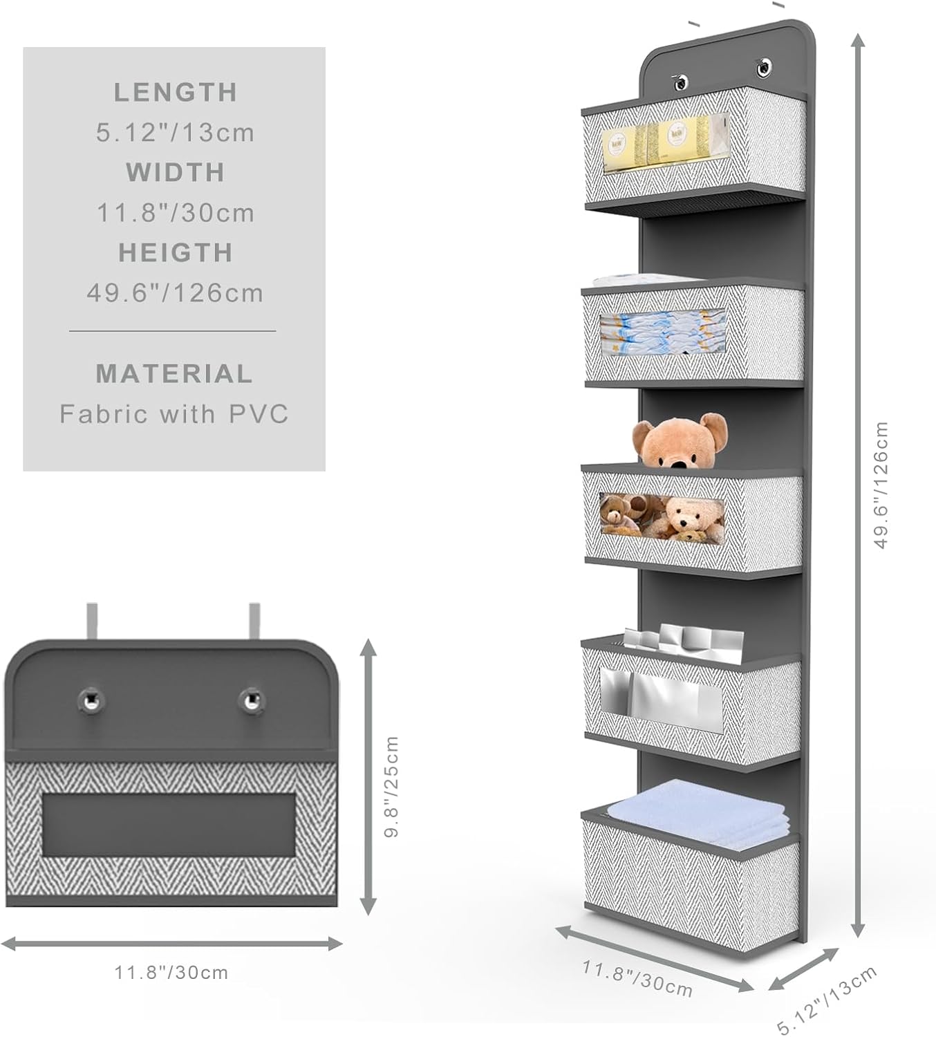 Over The Door Organizer by [Brand Name] - 5 Spacious Pockets with Clear Windows & Metal Hooks for Easy Storage