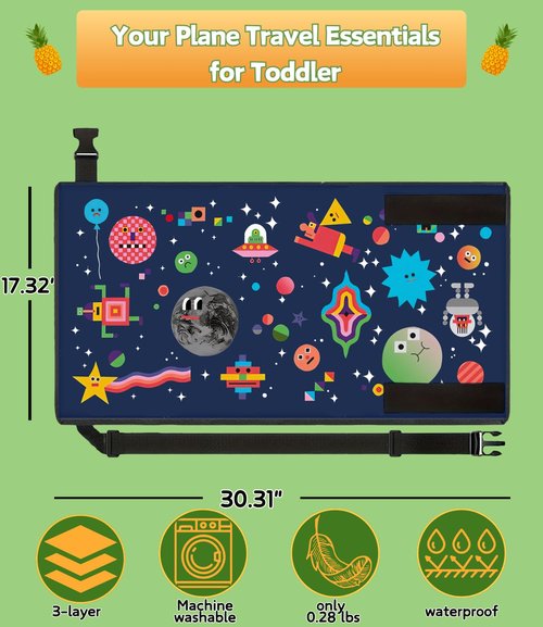 Toddler Airplane Bed for Toddler - 30×17in, Cute Cartoon Airplane Seat Extender for Kids, Portable Travel Bed for Airplane, Travel Essentials for Kids, Baby Travel Footrest for Plane Flying for 1-3