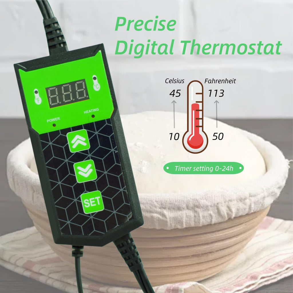 Sourdough Starter Warmer with Digital Heating thermostat, Multi Functional pad for Brewing & Fermentation, sourdough heating mat Ideal for Kitchen and Home Baking