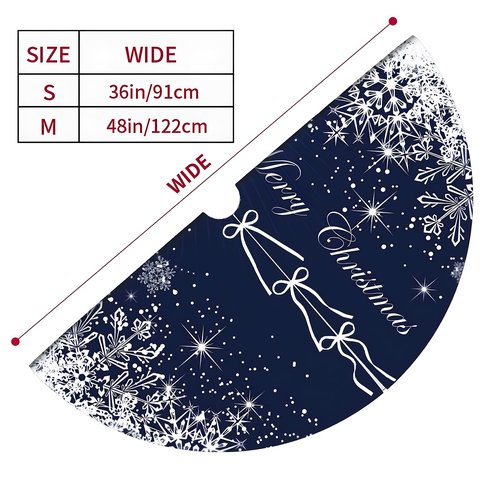 Christmas Tree Skirt Collar 48 Inch Soft Winter Snowflakes Tree Skirt Xmas Tree Skirt Winter Holiday Blue Christmas Trees Mat Decoration