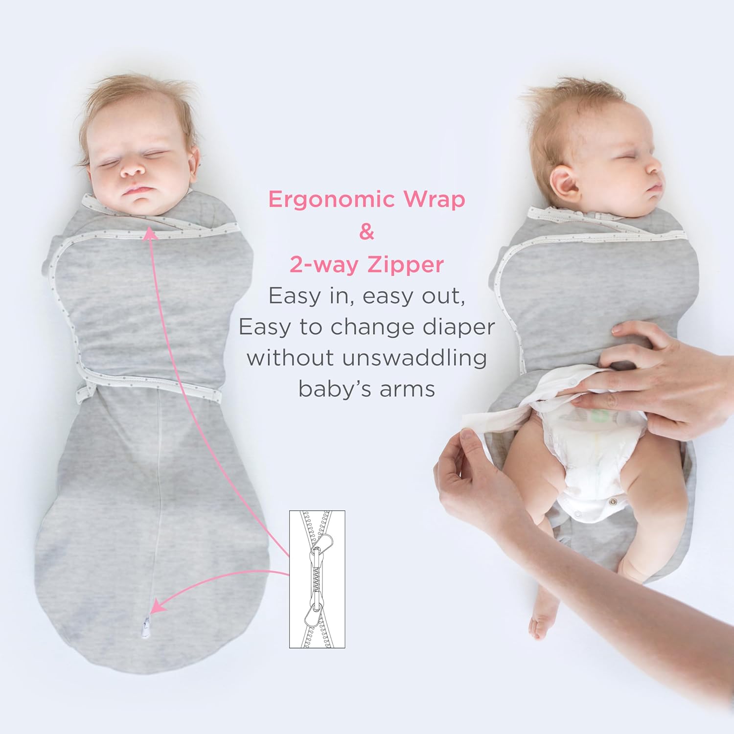 SwaddleDesigns 6-Way Omni Swaddle Sack - Arms Up Design for Newborns | Calms Startle Reflex, Improves Sleep, Small (0-3 Mo, 6-12 lbs), Heathered Butterum