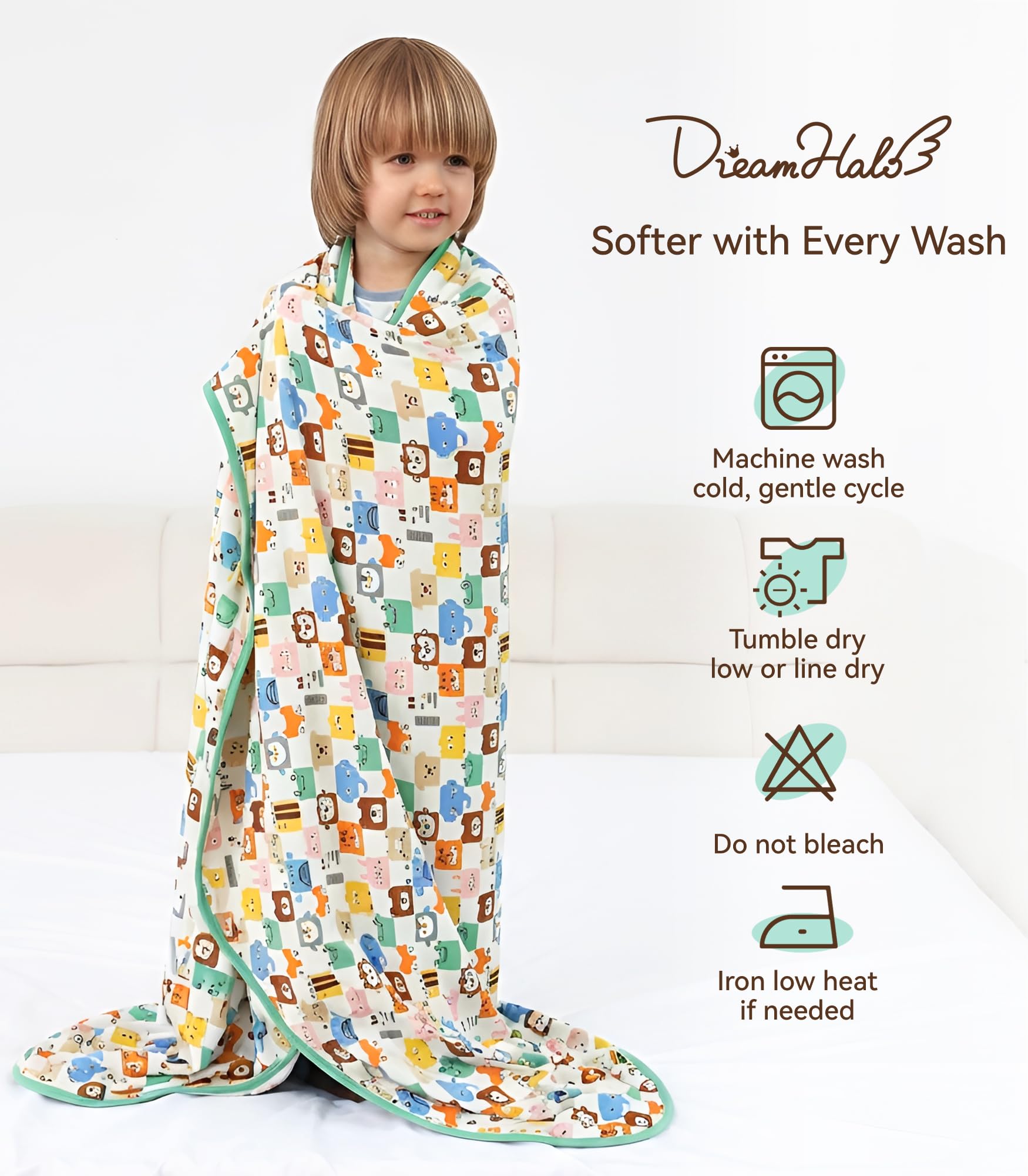 DREAMHALO Premium Baby Blankets, Soft Viscose from Bamboo Blanket for Boys and Girls, Nursery Crib Bedding Quilt for Newborn and Toddler, Cooling for Hot Sleepers 50'' x 50'' Bear