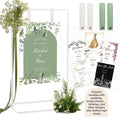 Wedding Sign Holder, Adjustable Welcome to Our Wedding Sign Stand W/Design Bundle & Leather Sign Hanging Straps, Heavy Duty Easel Stand for Sign, Wedding Seating Chart Stand, Easel for Display (White)