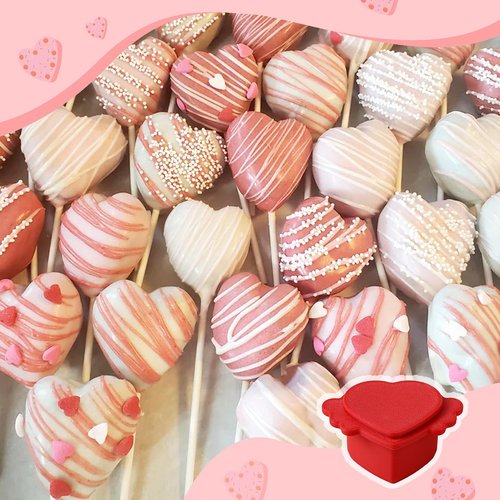 MITCHENIFY Circle and Heart Cake Pop Cutter and Pusher, 3D Printed Cake Pop Molds Shapes Press Set, Baking Tools for Home Baking, Birthday Parties, Wedding Desserts