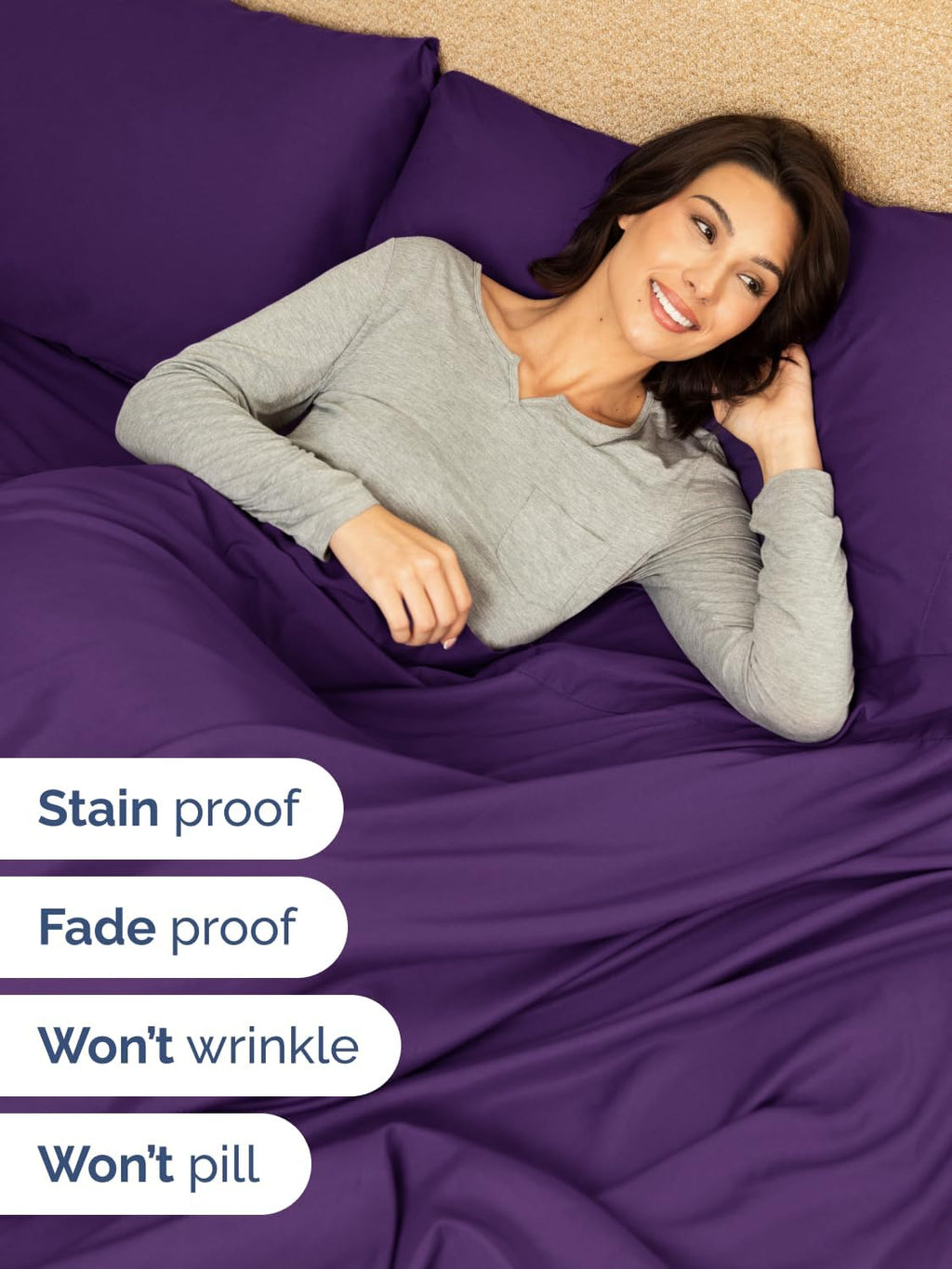 Skiennix Extra Deep Twin XL Sheet Set | 4-Piece Breathable Cooling Bedding - Soft, Wrinkle-Free, Purple