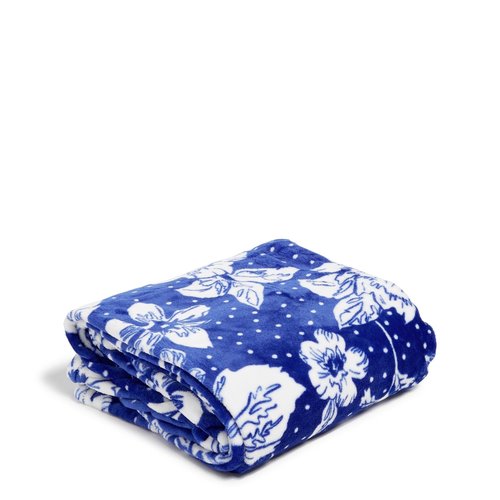 Collegiate Plush XL Throw Blanket (Multiple Teams Available), Royal/White Rain Garden