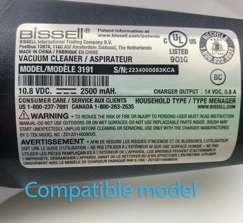 Replacement Charger for Bissell 3061 3190 3190A 31902 3191 3191C,for Bissell 3061 Featherweight Cordless Stick Vacuum 10.8V Lithium-ion Battery 14V 0.8A 2-in-1 Vacuum E-Tek ZD12D140080US