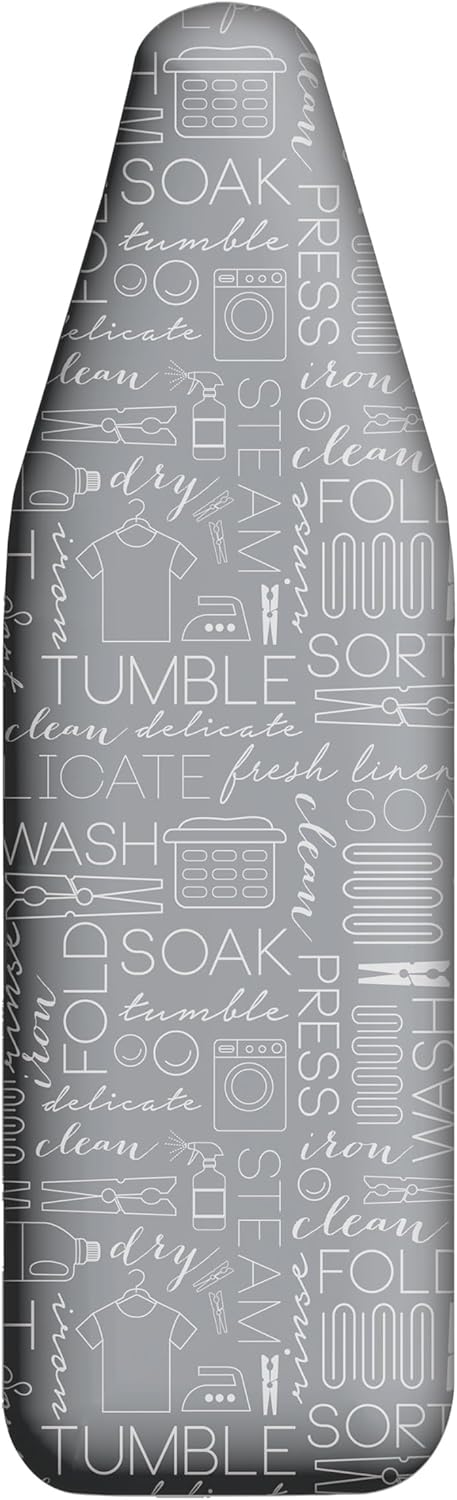 Skiennix Ironing Board Cover - Scorch Resistant Cotton with Thick Padding | Stretch Elastic Fit | Grey