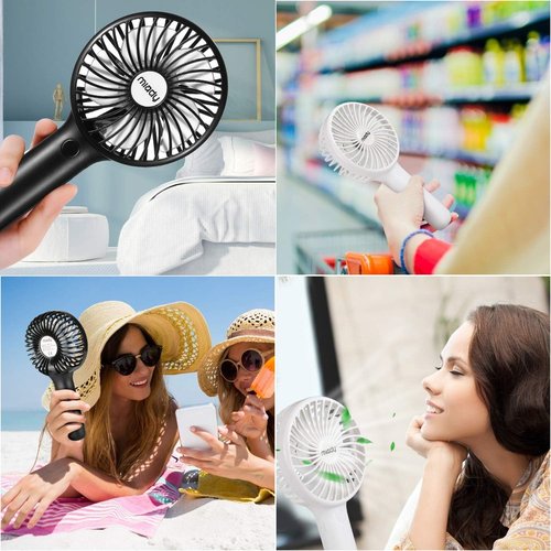 Miady Portable Handheld Fan - 5000mAh Mini USB Fan with 3 Speed Settings | 7-20 Hours Runtime for Travel & Office