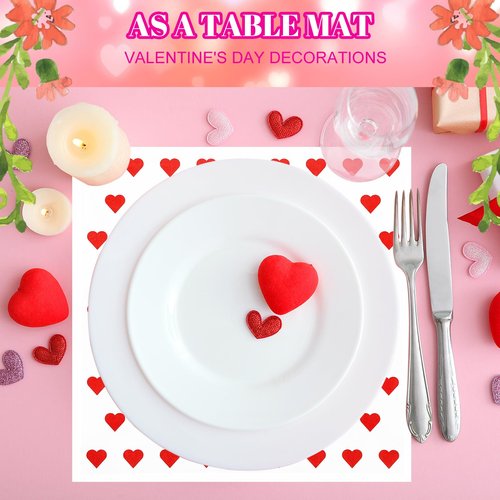 FoldTier 100 Pcs Valentine's Day Wax Paper Sheets for Food Wrapping 12x12 Inch Deli Paper Sheets Greaseproof Parchment Papers Food Basket Liners for Sandwich Burgers Fries (Classic, Red, White)