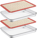 Deedro Baking Sheet Set - Stainless Steel Cookie Pan with Silicone Mats | 10 x 8 Inch, Non-Toxic, Easy Clean
