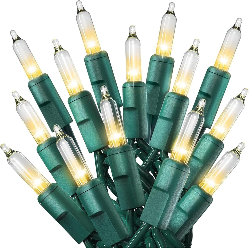 PREXTEX 50 Count Clear Christmas Tree Lights - Warm White 10 ft String Lights for Indoor/Outdoor Decor
