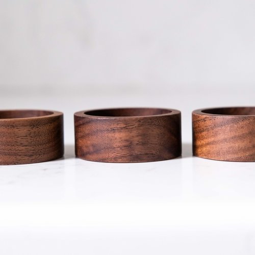 Walnut Wood Ring Tray, Mini Round Hardwood Holder, Micro Jewelry Box Dish