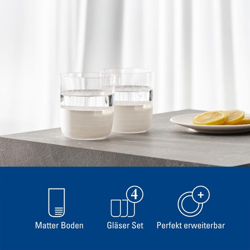 Villeroy & Boch - Manufacture Rock Blanc Whisky Tumbler Set, 4 pcs. Set of Drinking Glasses for Whisky and Cocktails, 12.5 oz, Crystal Glass, Matte White Slate Look