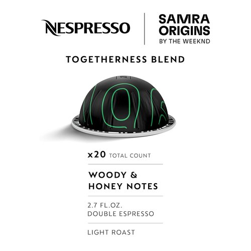 Nespresso | Samra Origins By The Weeknd Double Espresso Coffee Pods - Light Roast, 20-Count, 2.7 fl. Oz.