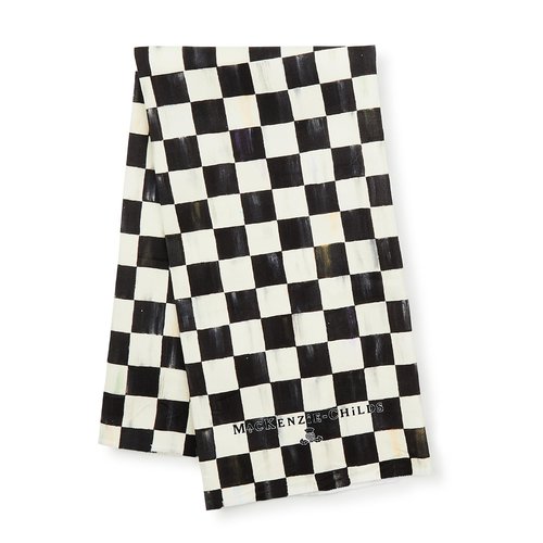 MACKENZIE-CHILDS Set of 1 Cotton Dish Towel, Decorative Kitchen Towel, Black-and-White Courtly Check