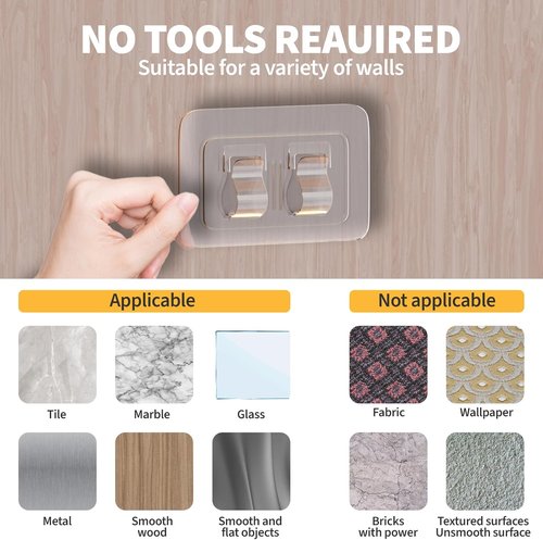 Heavy Duty Cable Clips for Outdoor String Lights by Hooks | 100Pcs Waterproof Adhesive Strips - UV-Resistant Clear Holders