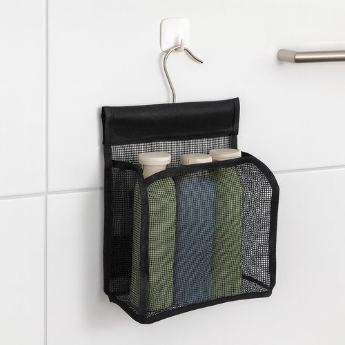 Xelsluthe Mesh Shower Caddy Hanging, PVC Bathroom Storage Bag for College Dorm, Gym, Swimming, RV And Travel, Black