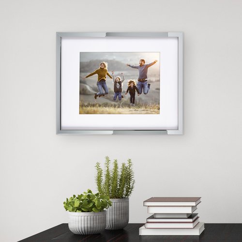Mikasa Mirror Front with Walnut Sides Portrait Gallery Frame, Displays one 11x14 Photo With Mat and One 16x20 Photo Without Mat, 21.2x17.2x0.9 Inch